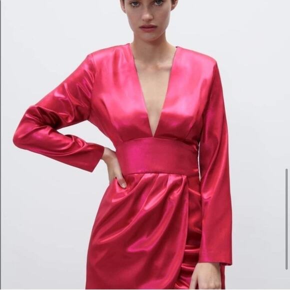 Zara Pink Fuchsia Dress Size Medium - Picture 7 of 15